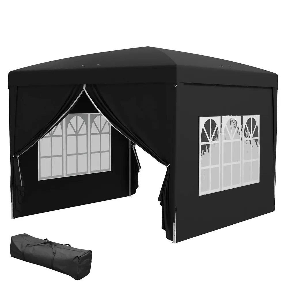 Lusthus Paviljong Pop-Up Partytält Svart 3 x 3 M