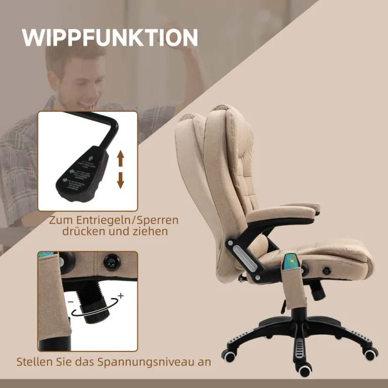 Ergonomisk Kontorsstol med Massage & Värme Brun Massagefunktion