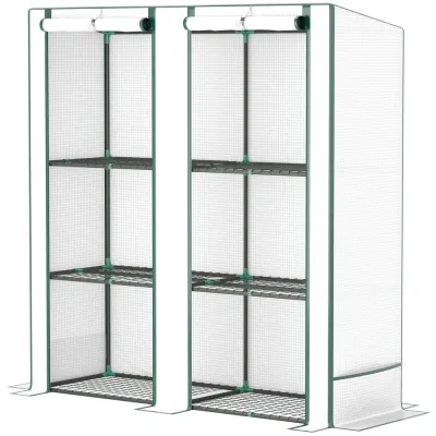 Litet Växthus Tunnelväxthus med Tak Vit 144 x 48 x 152 cm