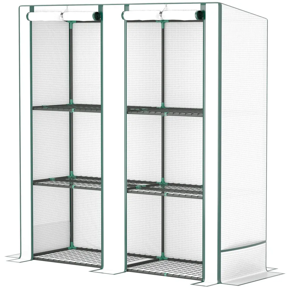 Litet Växthus Tunnelväxthus med Tak Vit 144 x 48 x 152 cm