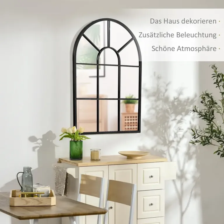 Fönsterspegel med Metallram Svart Design