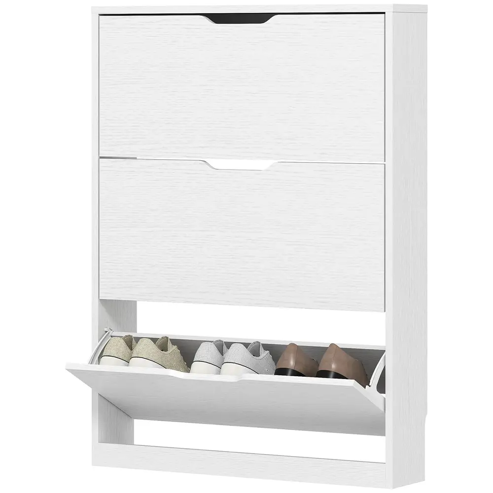 Skoskåp Skotippare 3 Klaffar Vit av 80 x 17 x 108 Cm