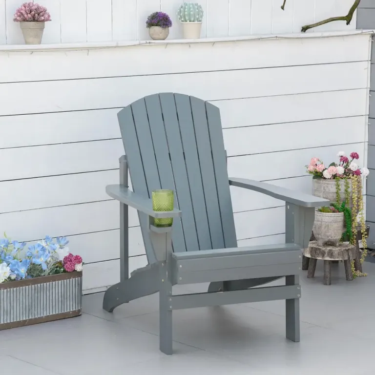 Adirondack Trädgårdsstol i Massivt Trä, Mörkgrå