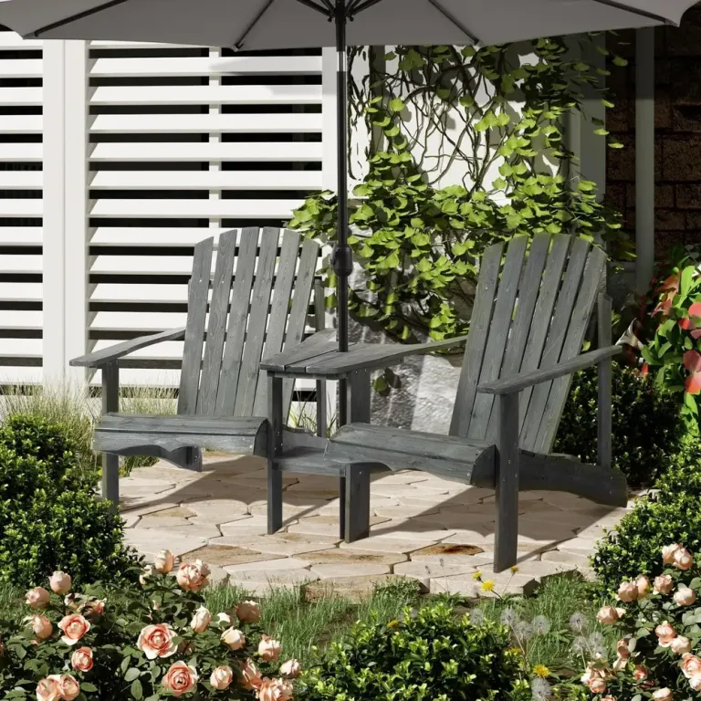 Adirondackstol för 2 med Bord Klassisk 178 x 87 x 92 cm