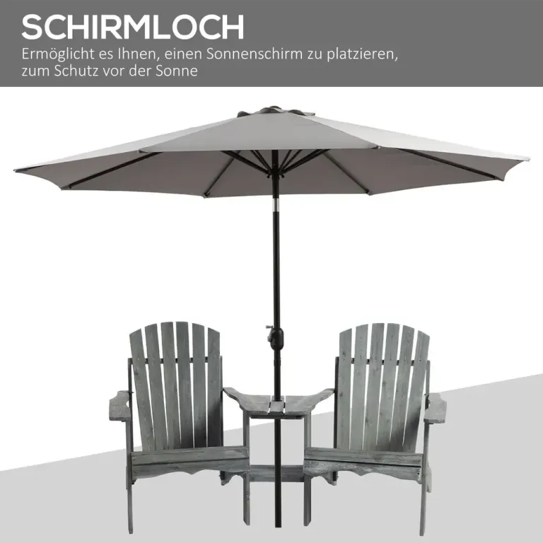 Adirondackstol för 2 med Bord Klassisk 178 x 87 x 92 cm