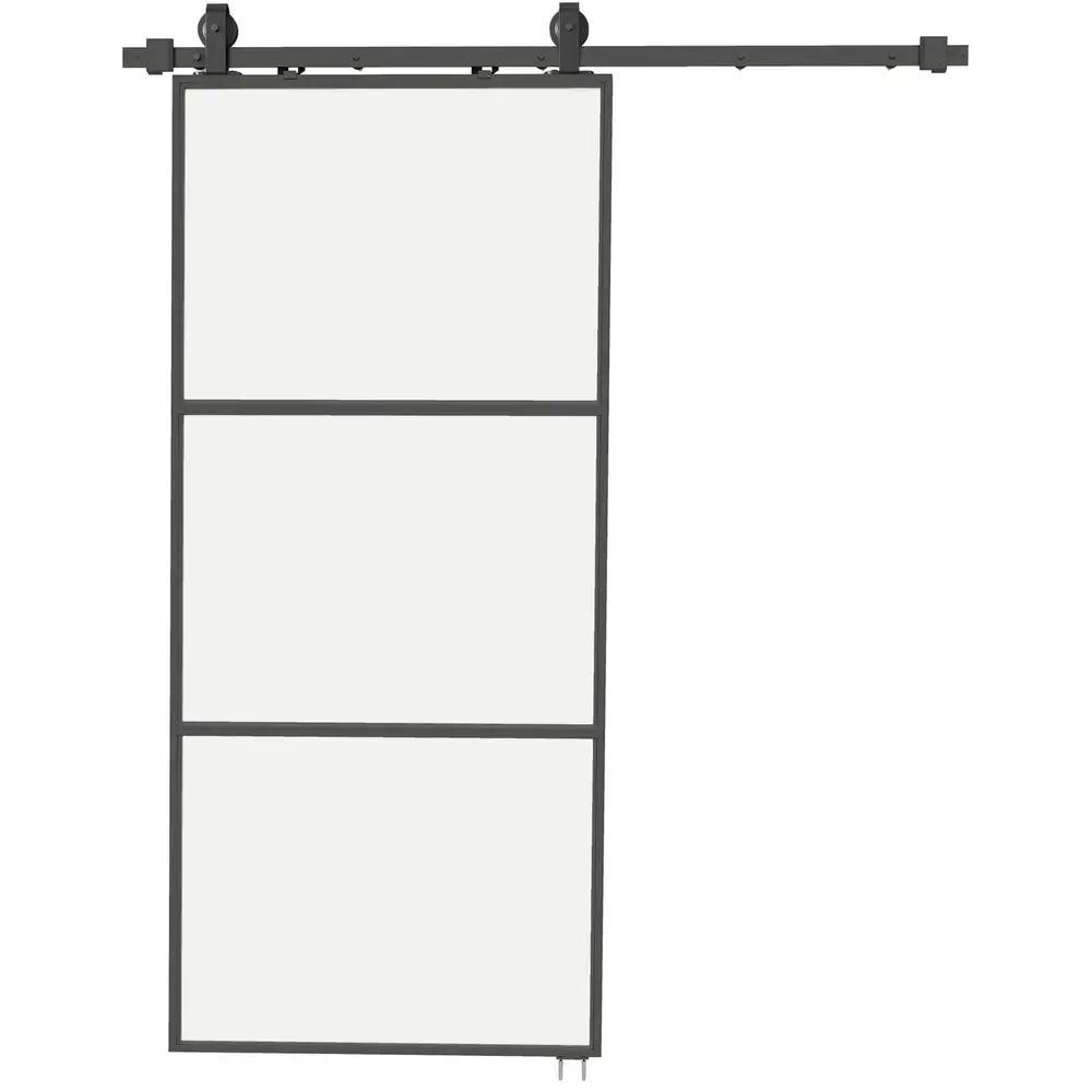 Skjutdörr med Frostat Glas och Spårsystem