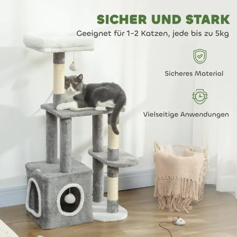 Klösträd för Katter med Sisalpelare 107 cm Kattträd Flera Nivåer