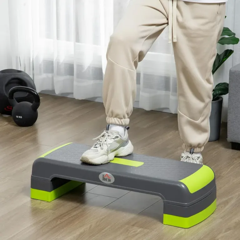 Aerobic Stepper och Träningsbräda Grön och Grå Stepbräda Nivåer