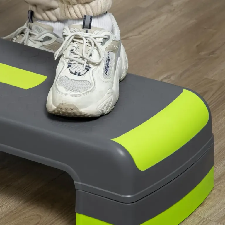 Aerobic Stepper och Träningsbräda Grön och Grå Stepbräda Nivåer