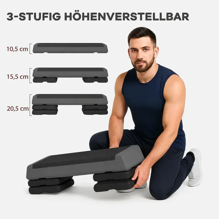 Aerobic Stepper Stegbräda Höjdjusterbar Grå 10,5-20,5 cm Stepbräda