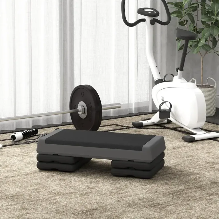 Aerobic Stepper Stegbräda Höjdjusterbar Grå 10,5-20,5 cm Stepbräda