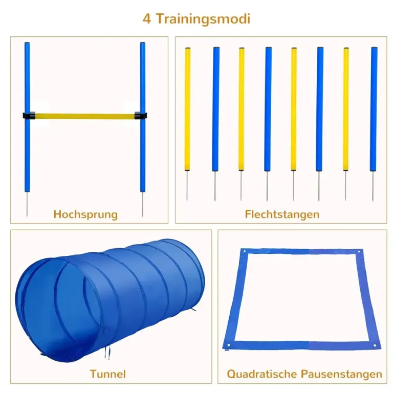 Agility Träningsset Blå Gul PE och Polyester för Hundsport Slalom