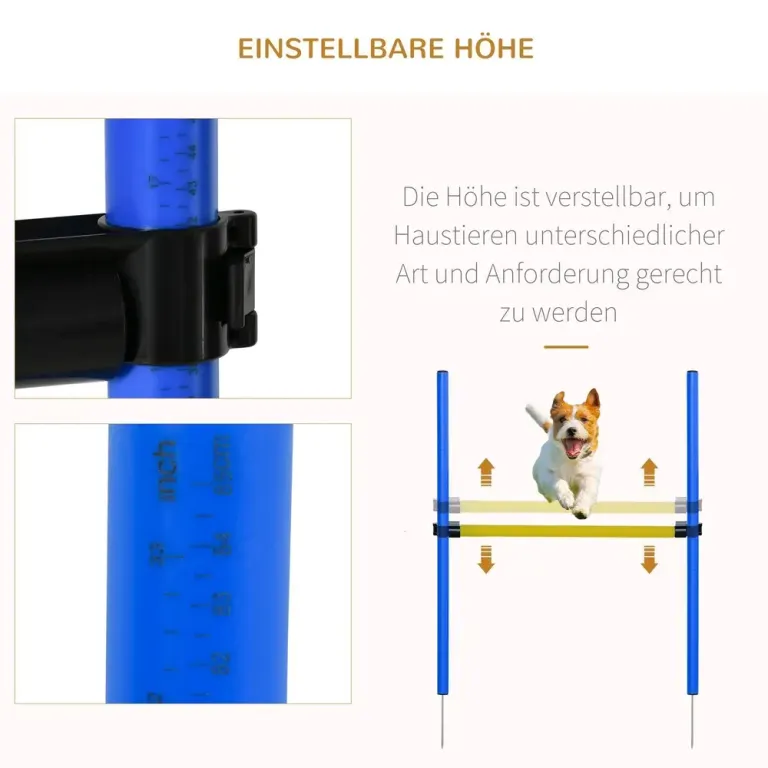 Agility Träningsset Blå Gul PE och Polyester för Hundsport Slalom