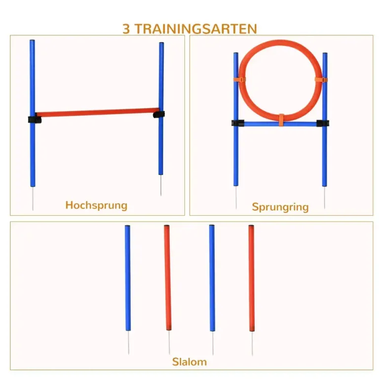 Agility Träningsset Blå Röd PE och Polyester för Hundsport Slalom
