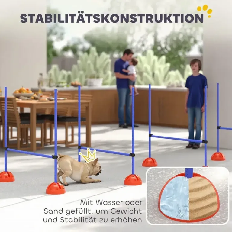 Agilityhinder Hund 4 Delar Blå Plast för Träning Hopphinder