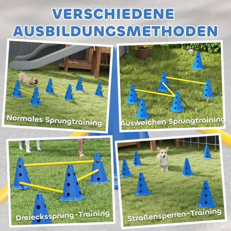 Agilityset för Hundar 3-Delat 6 Koner 3 Hinder Hundträning Hindar