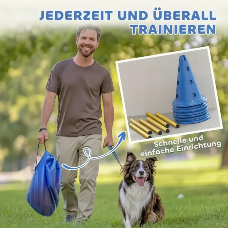 Agilityset för Hundar 3-Delat 6 Koner 3 Hinder Hundträning Hindar