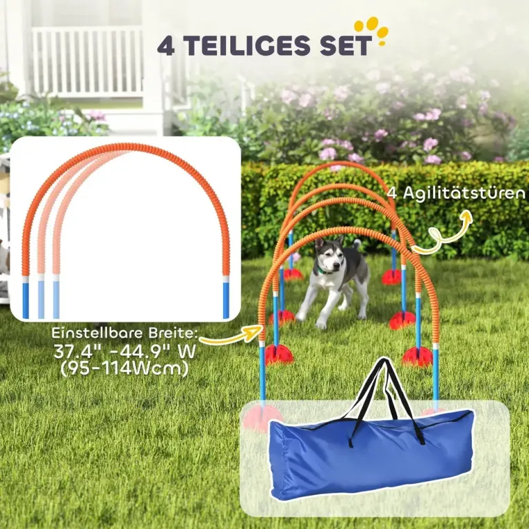 Agilityset Hundträning 5-Delad Blå Gul av Plast för Hundar Hinder