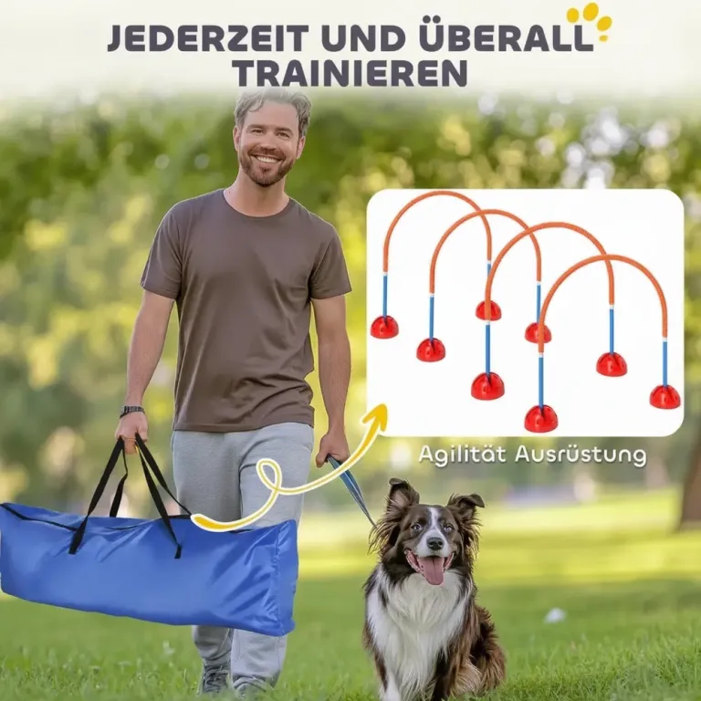 Agilityset Hundträning 5-Delad Blå Gul av Plast för Hundar Hinder