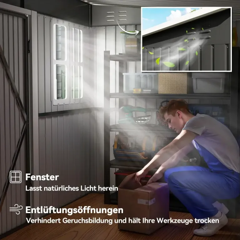 Redskapsbod i Metall med Fönster 260 x 177 x 190 cm