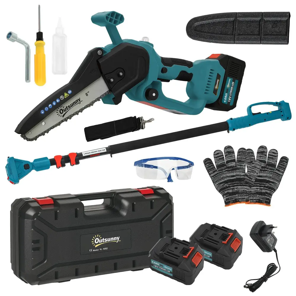 2-i-1 Minimotorsåg 580 W 8000 MAh Batteri 42x29x10,5 Cm