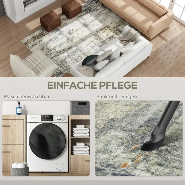 Vardagsrumsmatta i Polyester med Konstnärligt Mönster Mjuk Halkfri