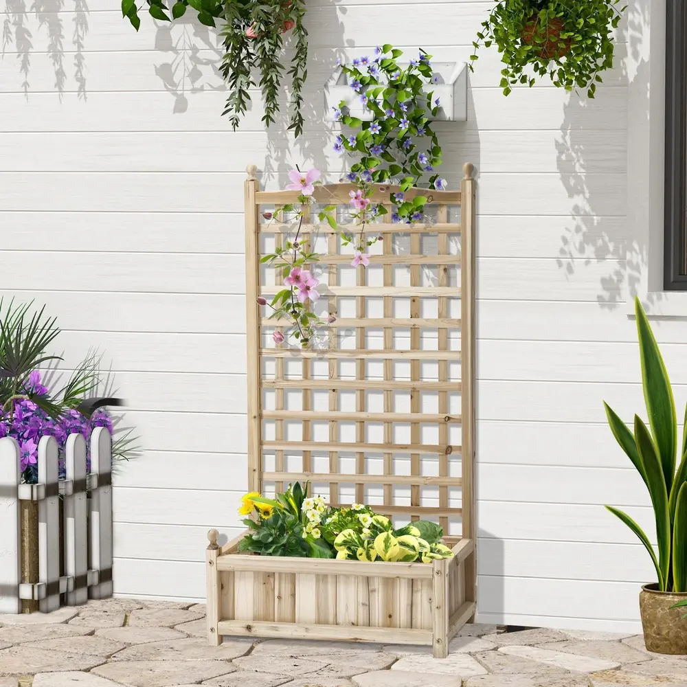 Odlingslåda med Spaljé Upphöjd Blomlåda i 64 x 28 x 120 Cm