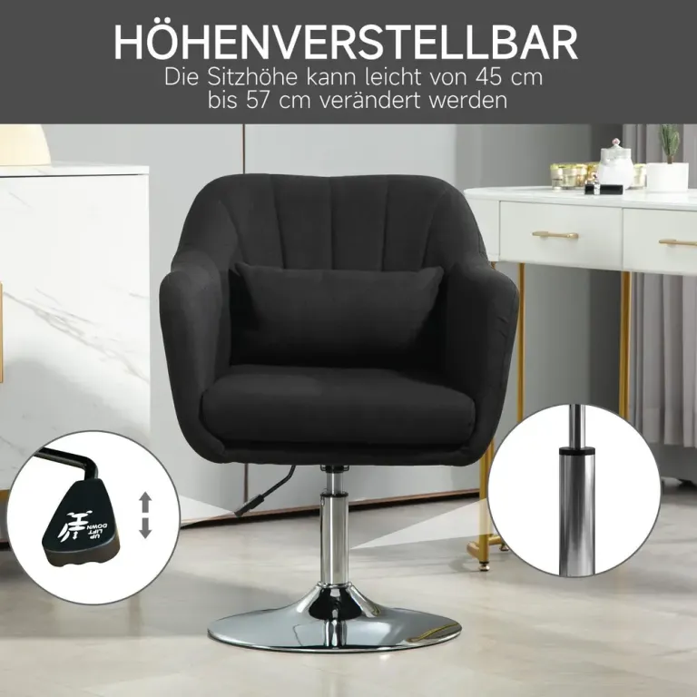 Ergonomisk Kontorsstol Loungestol Höjbar Svart Fåtölj Snurrstol