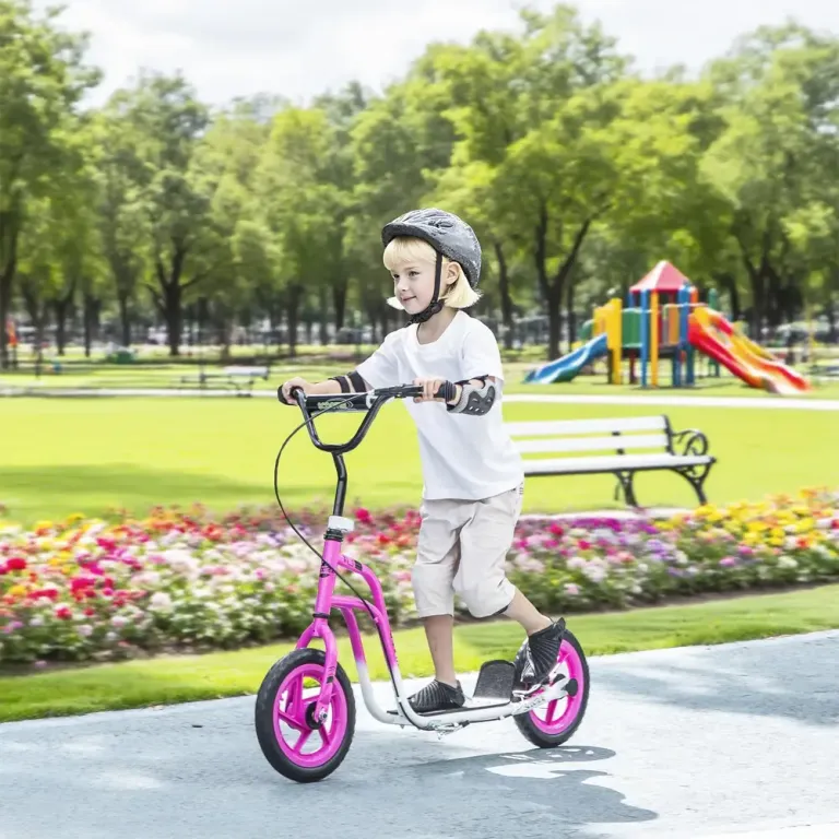 Sparkcykel för Barn med Handbroms, Rosa Hjul Höjdjusterbart Styre