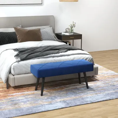 Stoppad Sängbänk Sammetslook Blå 100 x 36 x 45 cm