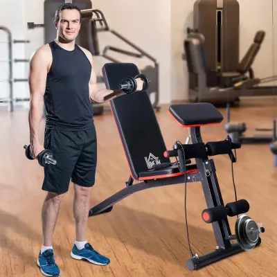 Multifunktionell Träningsbänk och Multigym, Svart