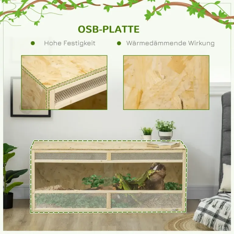 Terrarium för Reptiler och Groddjur Låda Glasfönster