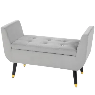 Sittbänk med Förvaring & Armstöd Ljusgrå 107 x 42 x 65 cm