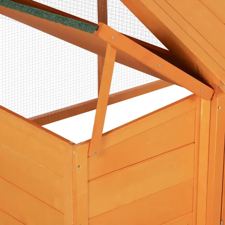 Hönshus med Utegård och Låsbar Dörr Frigående Hage Orange Tannträ