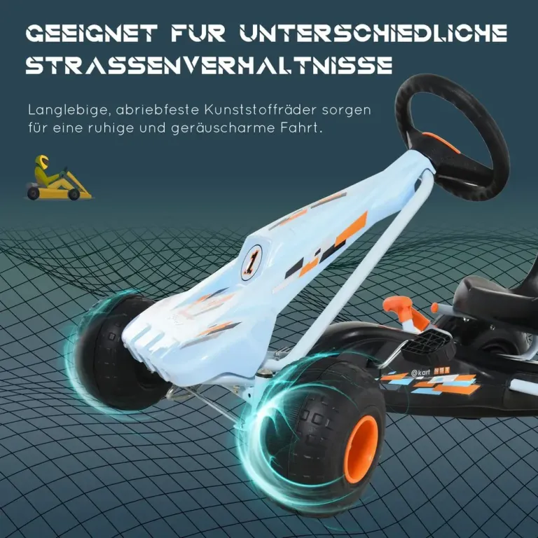 Go-Kart Pedalbil med Handbroms Säte Pedal Växel Framåt Trampbil