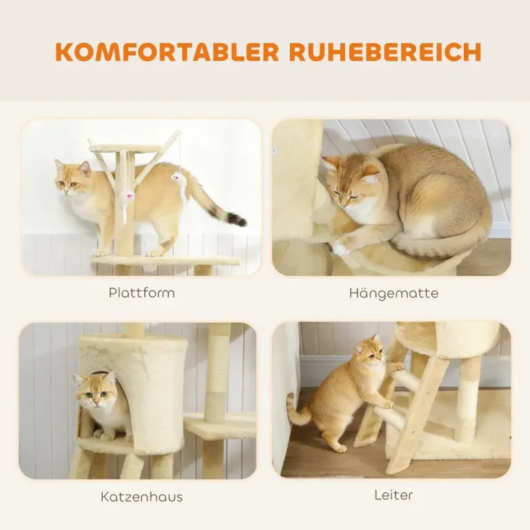 Klösträd Beige Sisal för Katter med Grotta och Leksaker