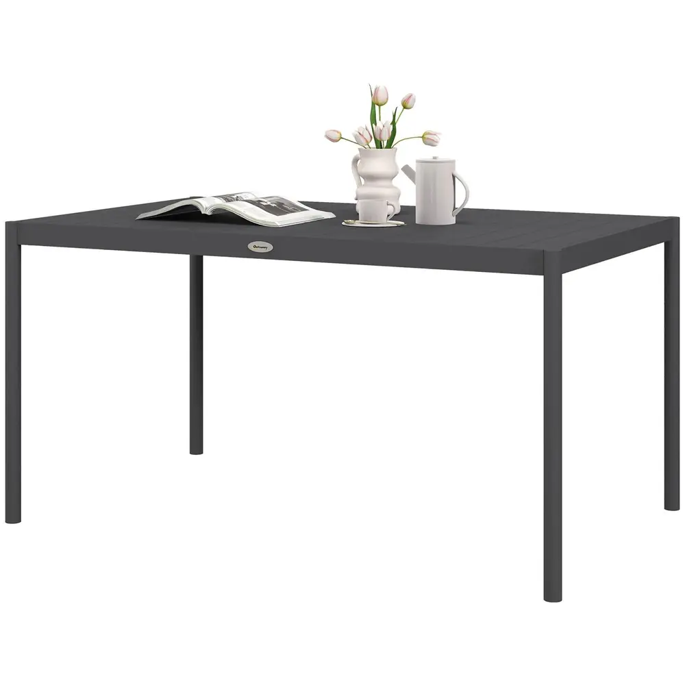 Trädgårdsbord Uteplatsbord Mörkgrå 145 x 90 x 74 Cm