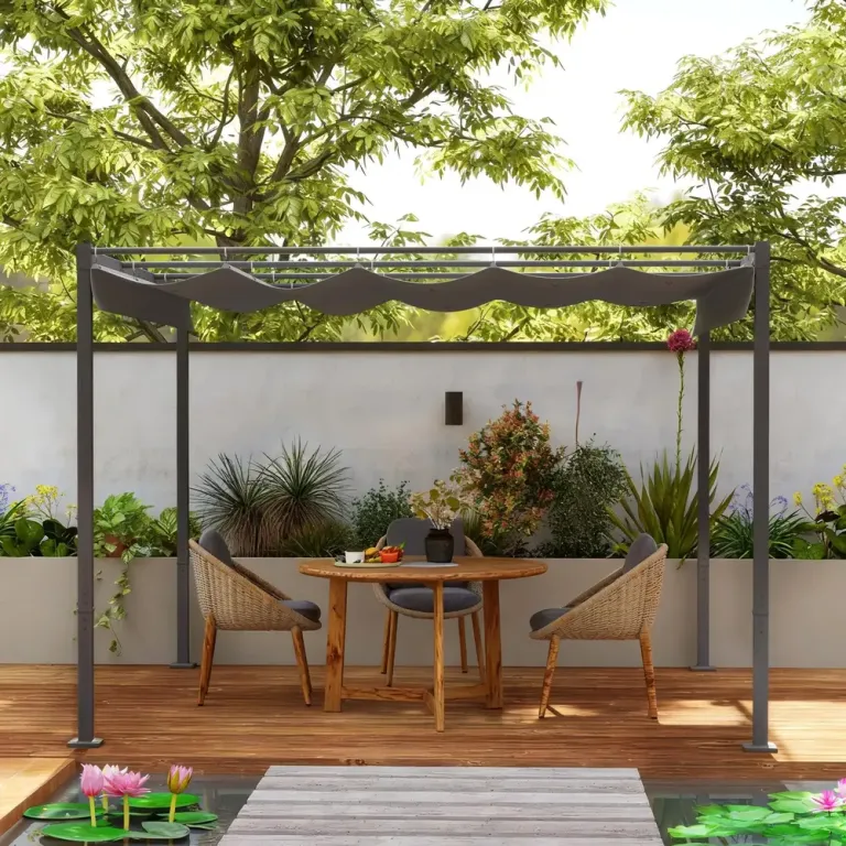 Pergola med Utdragbart Tak och UPF30+ Skydd 3 x 3 m