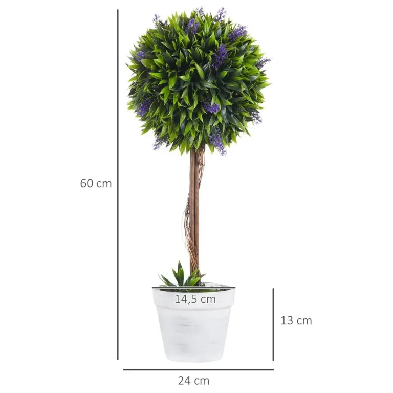 Konstgjorda Lavendelväxter i Kruka 2-Pack Lila, Grön Konstväxt Stam