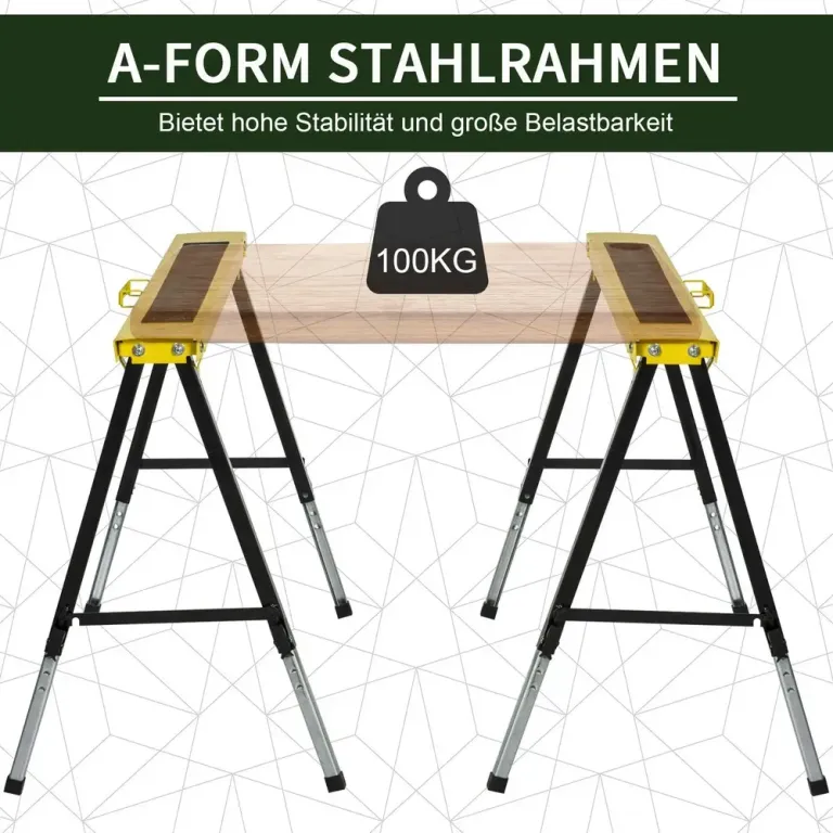 Hopfällbar Arbetsbock 2-Pack Stål –90 cm Hopfällbart Sågbockset