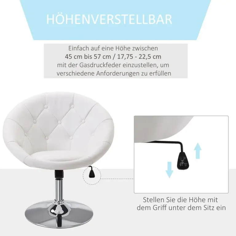 Arbetspall Svängbar Förkromad -90 cm Kontorsfåtölj Rund Läder