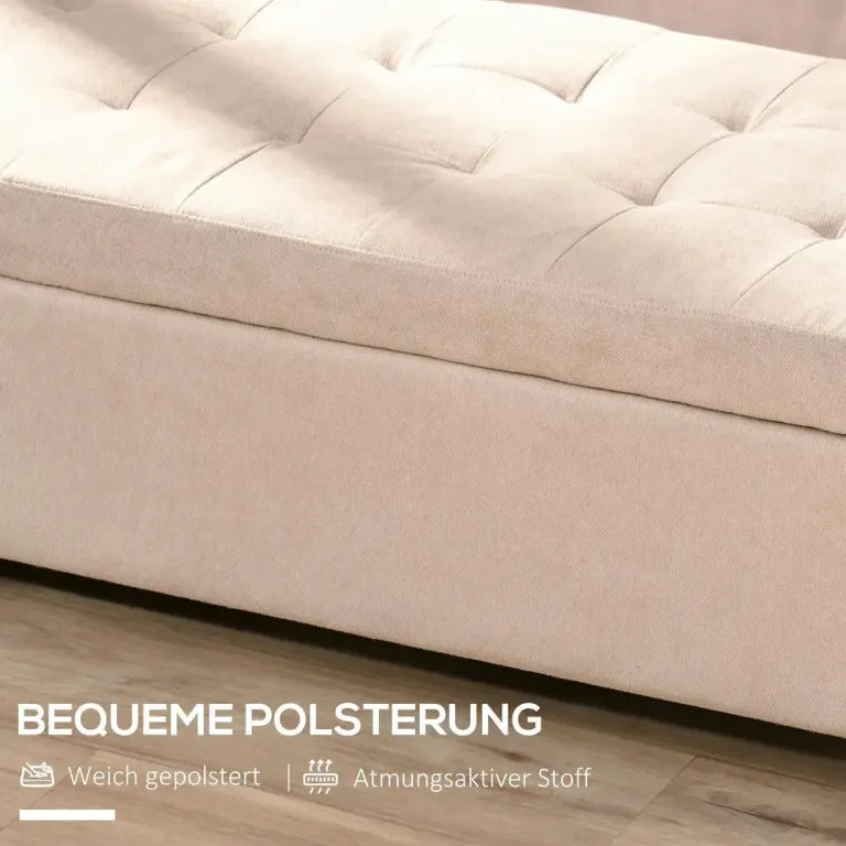 Sittbänk med Förvaring & Knapphäftning Beige