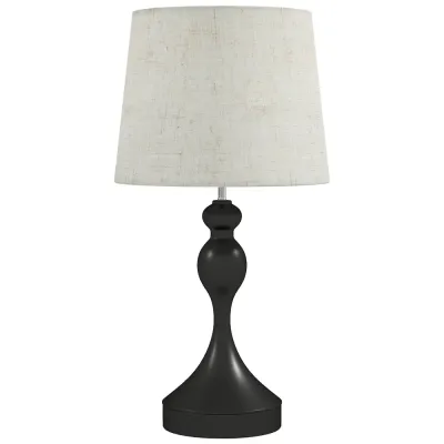 Bordslampa med USB Svart Metall och Tyg Sänglampa