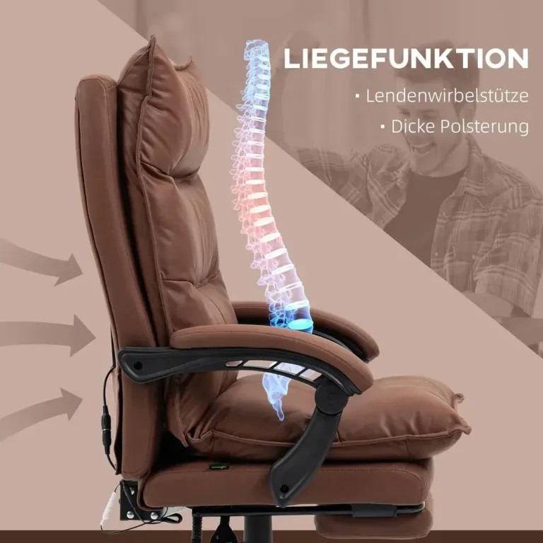 Kontorsstol med Massage- och Värmefunktion Samt Fotstöd Ergonomisk