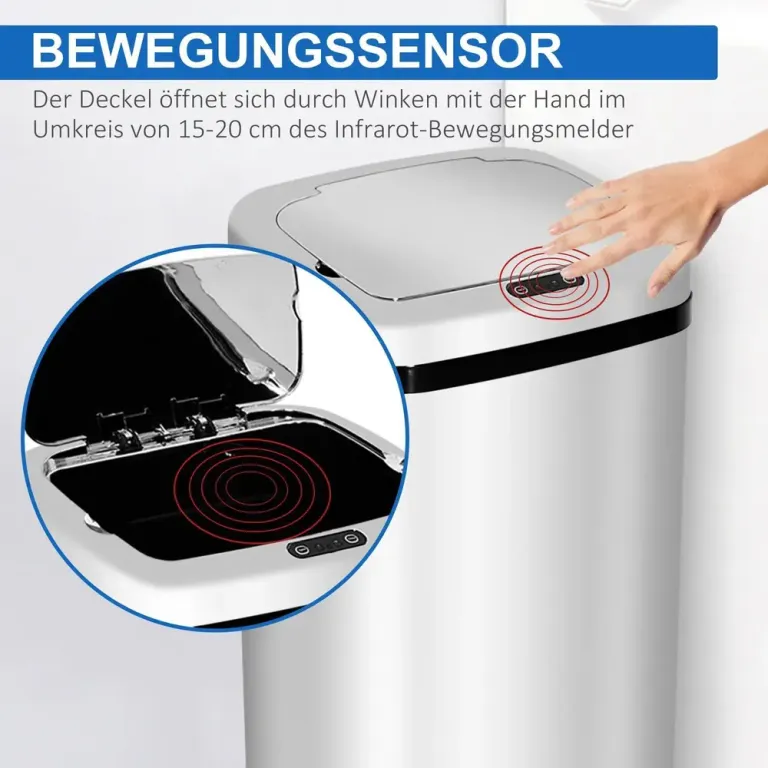 Automatisk Soptunna med Sensor Rostfritt Stål Beröringsfri