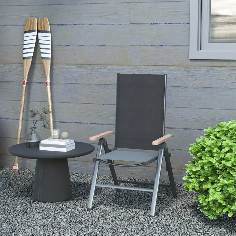 Trädgårdsstol Altanstol Hopfällbar Svart 60 x 73 x 108 cm