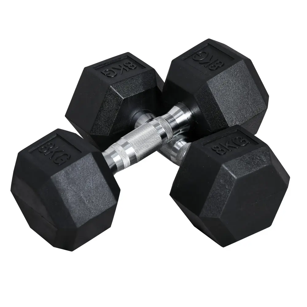 Hexagon Hantlar 2-Pack i Gjutjärn Gummerade Vikter
