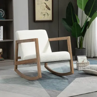 Gungstol i Gummiträ Relaxstol med Klädd Sits Elegant