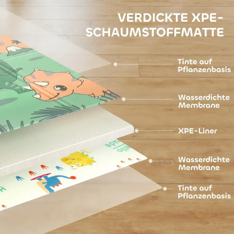 Vikbar Dubbelsidig Babylekmatta Dinosauriemotiv Tjock