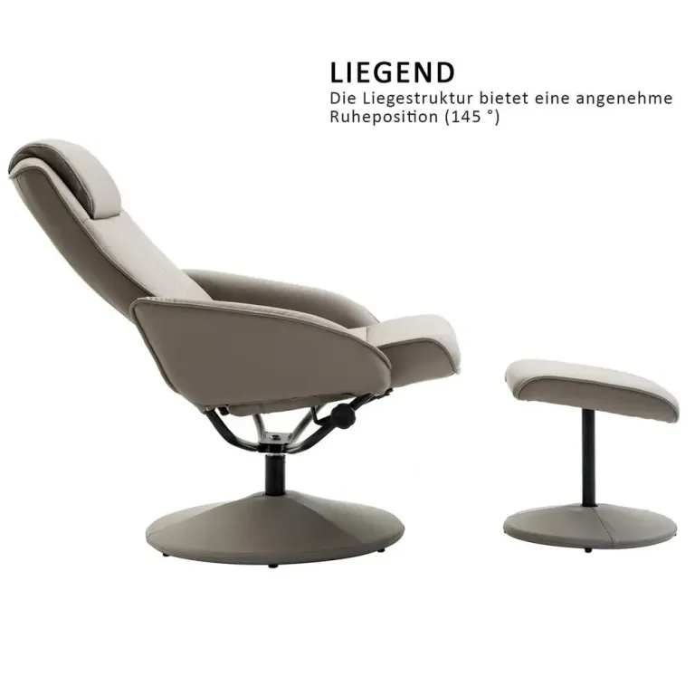 Avkopplingsfåtölj 360° Vridbar med Fotstöd Relax Fotpall Fällbart